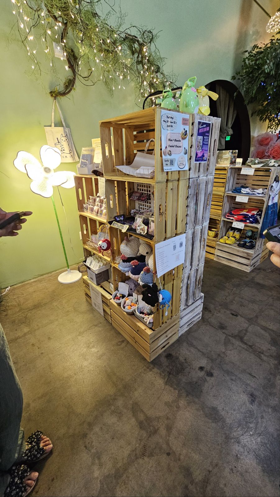 Rustic wooden Village Shelf display with handmade goods