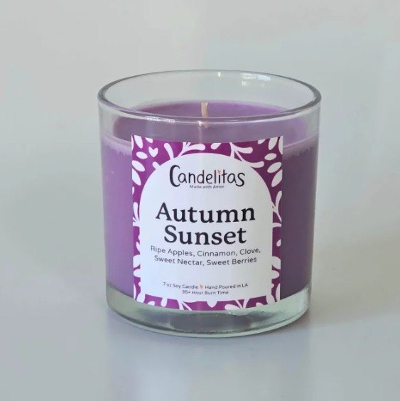 Candelitas Autumn Sunset hand-poured soy candle