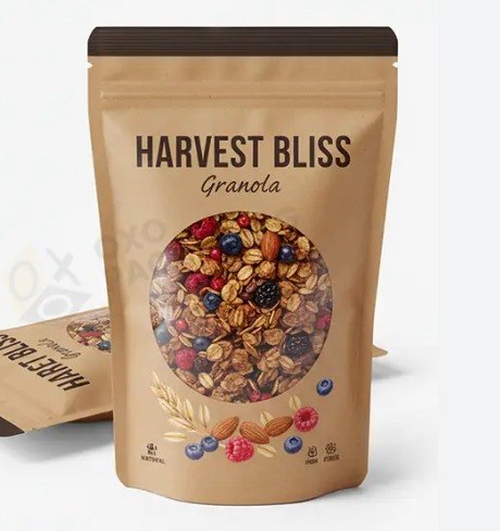 Harvest Bliss granola in a resealable kraft package