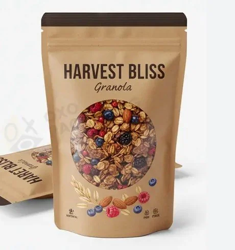Harvest Bliss granola in a resealable kraft package