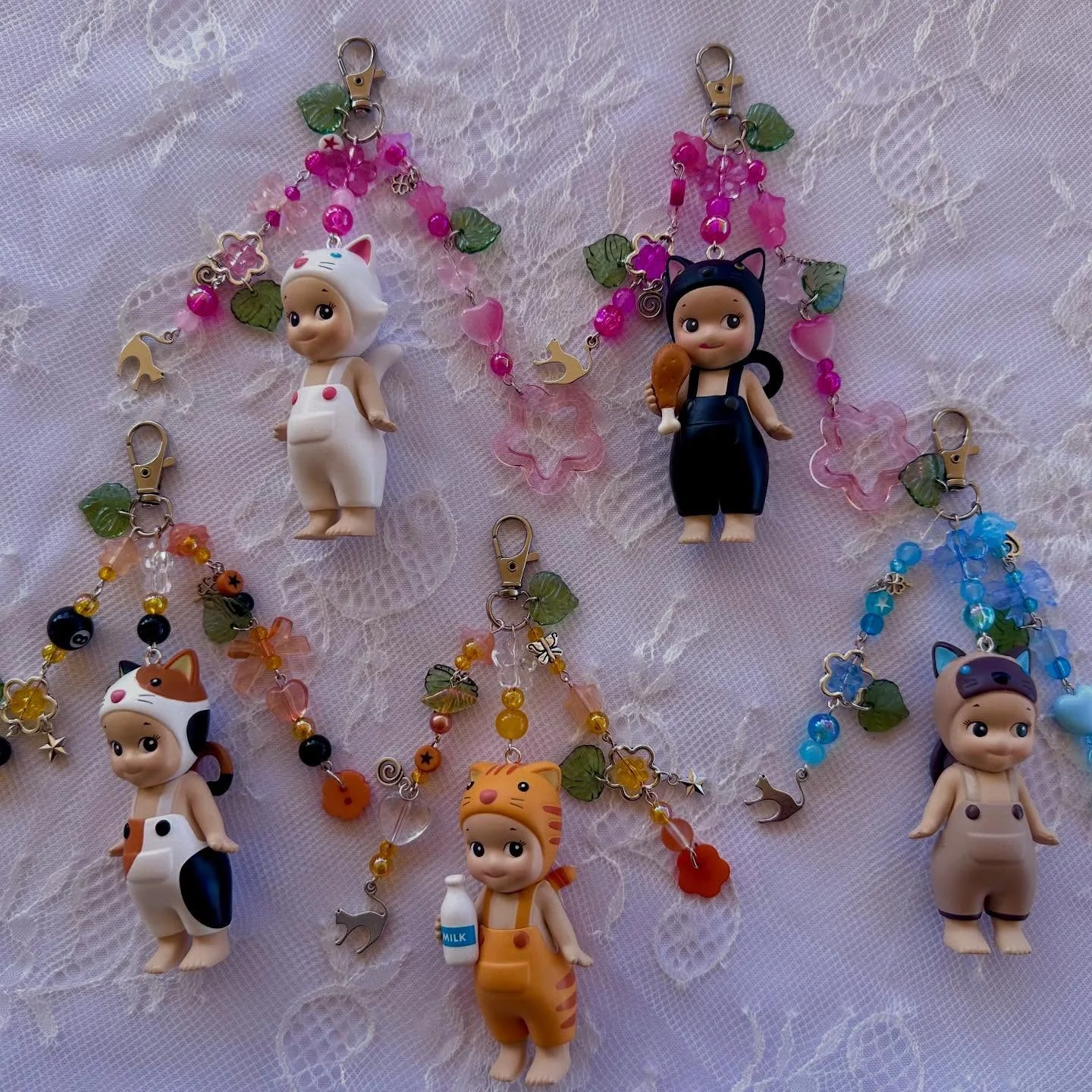 Colorful beaded character charms by Camys Jewels